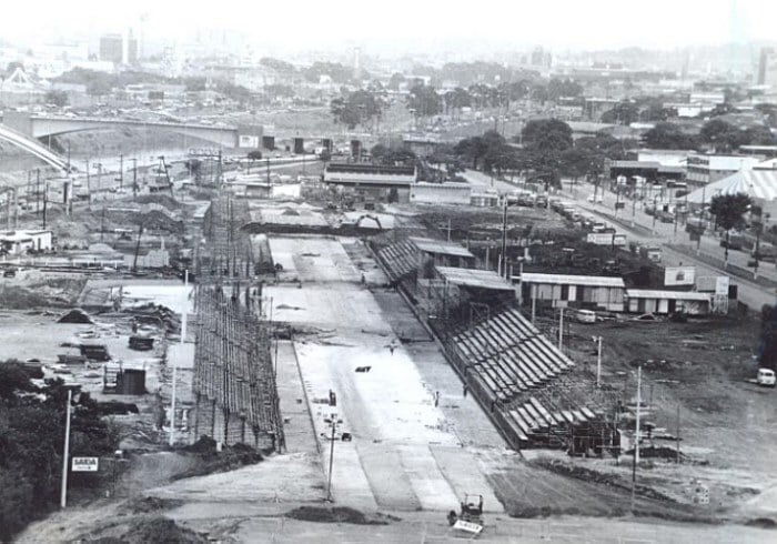 Construção Sambódromo Paulistano - anos 1980